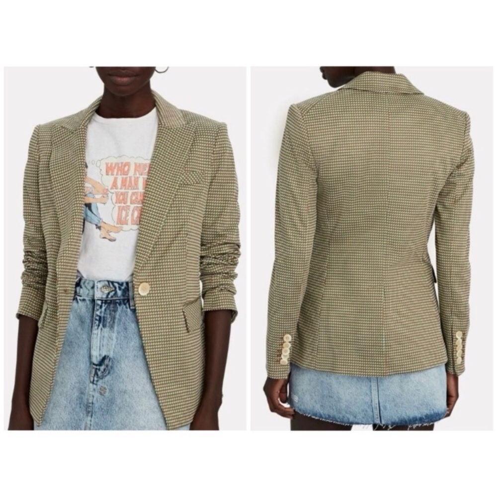 $595 Veronica Beard Zeo Geo Green/Brown Plaid Single Breasted Jacket Blazer sz 4